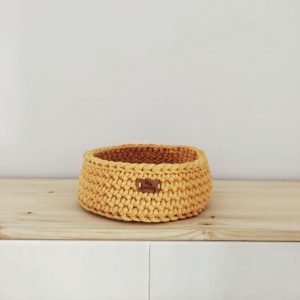Panera o Cesto de Crochet Mostaza