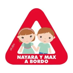 Adhesivo Automóvil Bebé a bordo Personalizado Mellizos